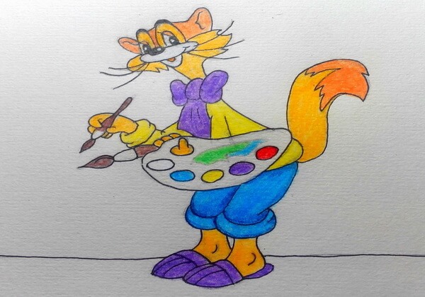 Как нарисовать кота Леопольда - рисуем героя мультика пошагово