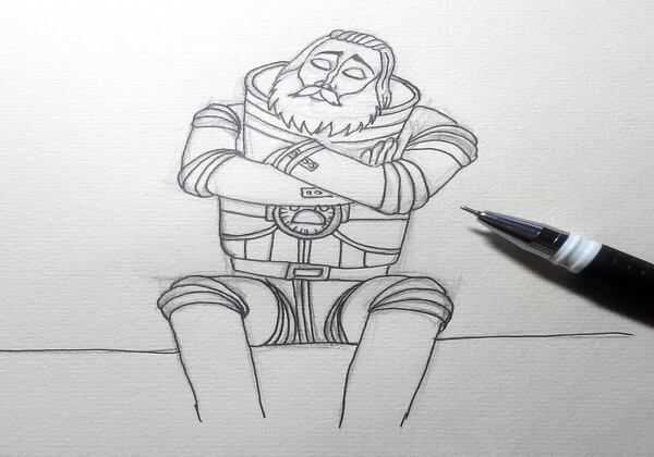 Рисуем капитана Зелёного – героя мультфильма «Тайна третьей планеты» - шаг 6