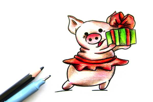 Как нарисовать свинку поэтапно - шаг 10