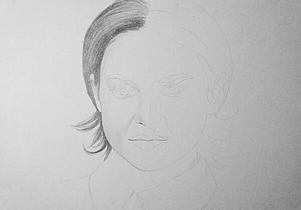 Поэтапное рисование портрета девушки простым карандашом - шаг 2