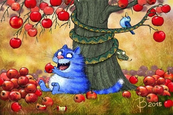 Художница Ирина Зенюк и её иллюстрации с синими котами